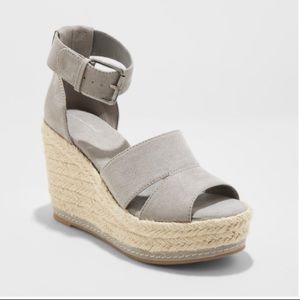 Caroline Microsuede Ankle Strap Espadrille Wedge